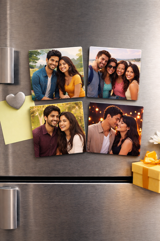 Custom Square Fridge Magnet Combo – Set of 4