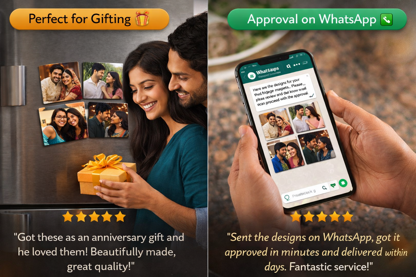 Custom Square Fridge Magnet Combo – Set of 4