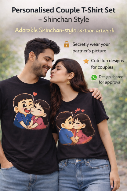Personalised Couple T-Shirt Set – Shinchan Style