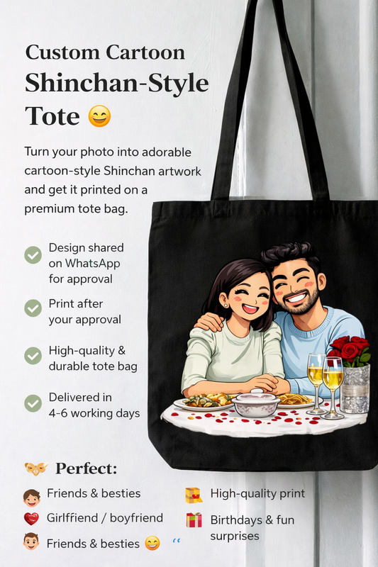 Custom Shinchan-Style Tote Bag – Fun & Cartoon Personalised Art