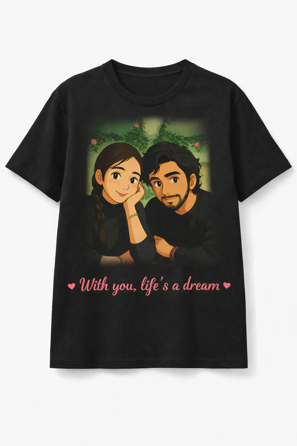 Custom Couple T-Shirts – Ghibli Art Edition