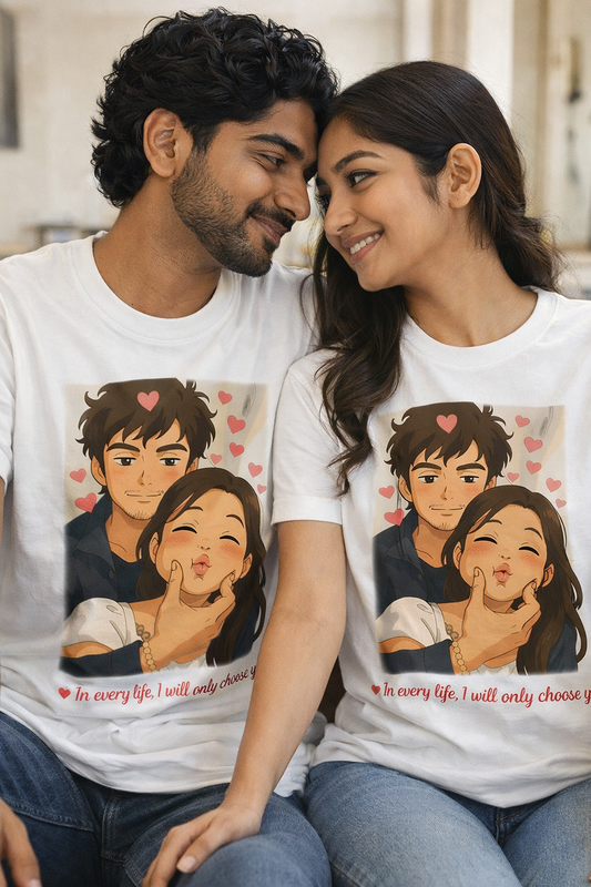 Custom Couple T-Shirts – Ghibli Art Edition